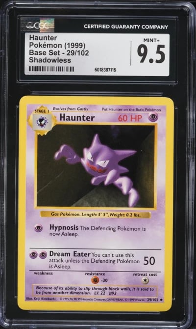 1999 Pokemon Base Set Shadowless Haunter #29 CGC 9.5 MINT+