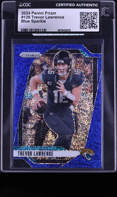 2024 Panini Prizm Blue Sparkle Trevor Lawrence /96 #129 CGC AUTH