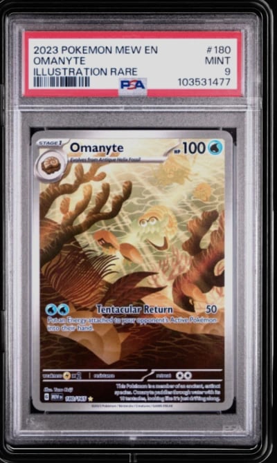 2023 POKEMON MEW EN-151 ILLUSTRATION RARE #180 OMANYTE PSA 9