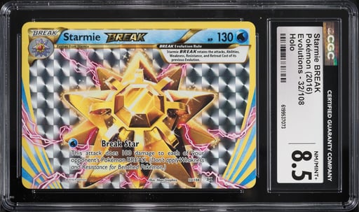 2016 Pokemon XY Evolutions Holo Starmie BREAK #32 CGC 8.5 NM-MT+