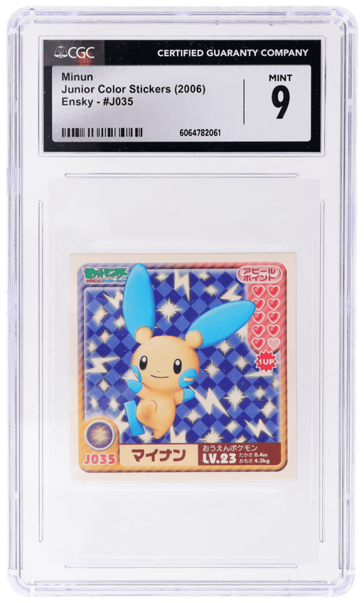 2006 Pokemon Junior Color Stickers Ensky Japanese Minun #J035 CGC 9