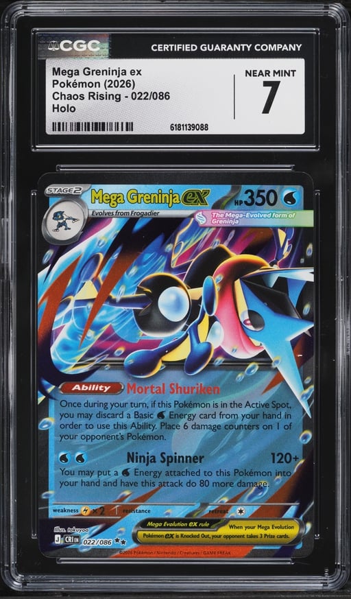 2026 Pokemon Mega Evolution Chaos Rising Holo Mega Greninja EX #022 CGC 7 NRMT