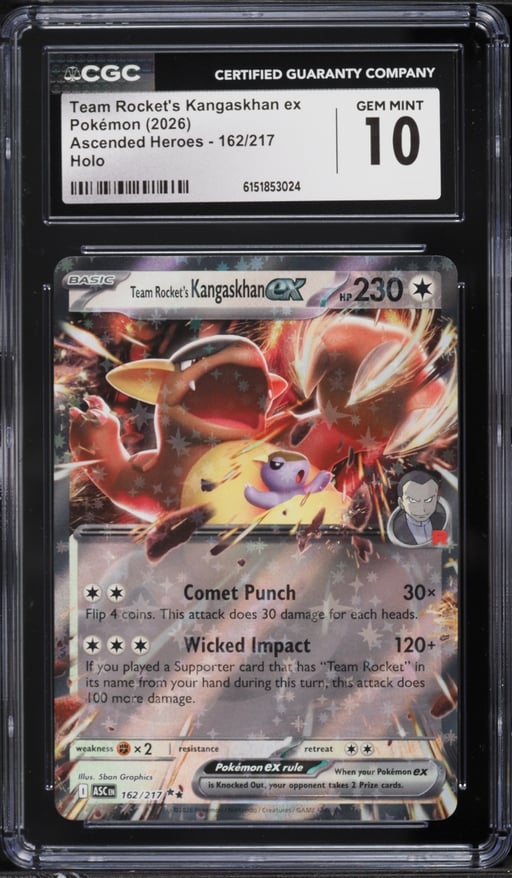 2026 Pokemon Mega Ascended Heroes Holo Team Rocket's Kangaskhan ex #162 CGC 10 GEM MINT