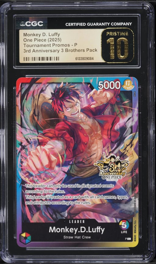 2025 One Piece Tournament Promos 3rd Anniversary 3 Brothers Leader Monkey D. Luffy CGC 10 PRISTINE