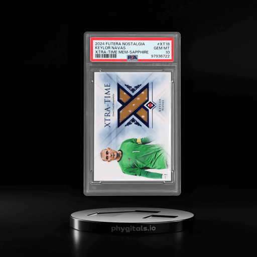 2024 Futera Nostalgia Xtra Time Memorabilia Sapphire Keylor Navas #XT18 1/9 PSA 10
