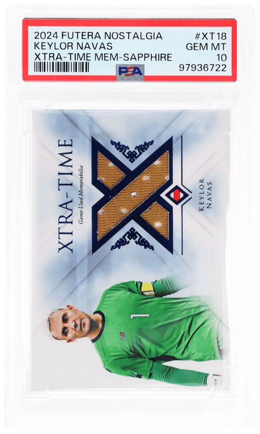 2024 Futera Nostalgia Xtra Time Memorabilia Sapphire Keylor Navas #XT18 1/9 PSA 10