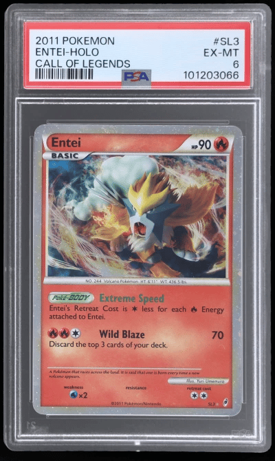 2011 Pokemon Call of Legends Holo Entei #SL3 PSA 6