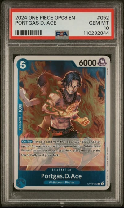 2024 ONE PIECE OP08-TWO LEGENDS 052 PORTGAS D. ACE PSA 10