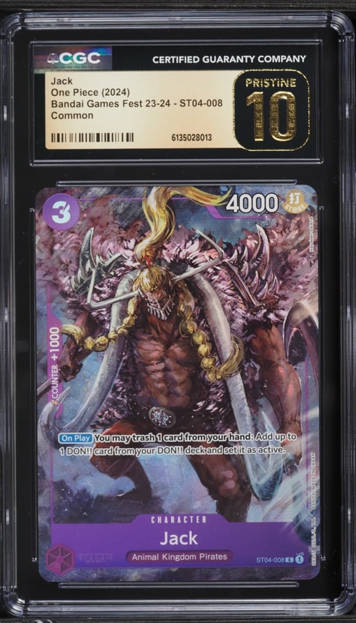 2024 One Piece Bandai Games Fest '23-'24 Jack #ST04-008 CGC 10 PRISTINE
