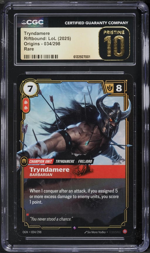 2025 Riftbound League Of Legends LoL Origins Tryndamere #34 CGC 10 PRISTINE