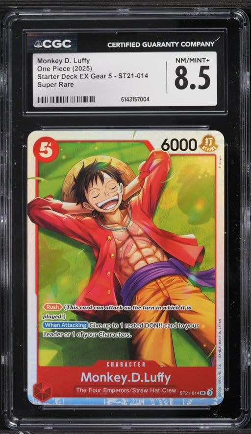 2025 One Piece Starter Deck EX Gear 5 SR Monkey D. Luffy #ST21-014 CGC 8.5 NM-MT+