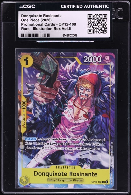 2026 One Piece Promo Illustration Box Volume 6 Donquixote Rosinante #OP12-108 CGC AUTH