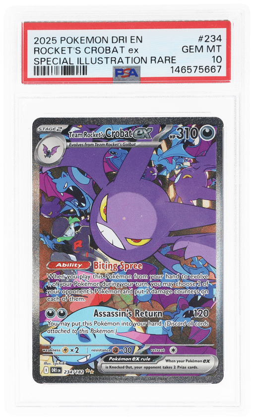 2025 Pokemon Scarlet and Violet Destined Rivals Special Illustration Rare Team Rocket's Crobat Ex #234 PSA 10