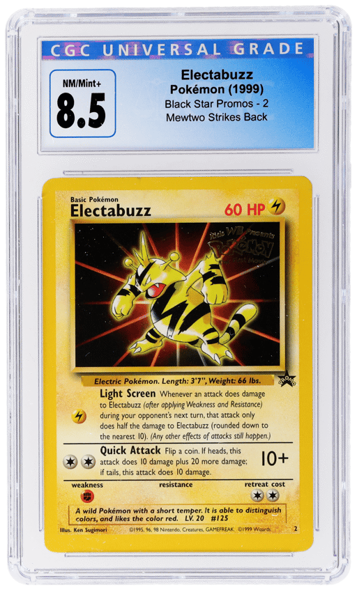 1999 Pokemon Wizards of the Coast Black Star Promo Mewtwo Strikes Back Electabuzz #2 CGC 8.5