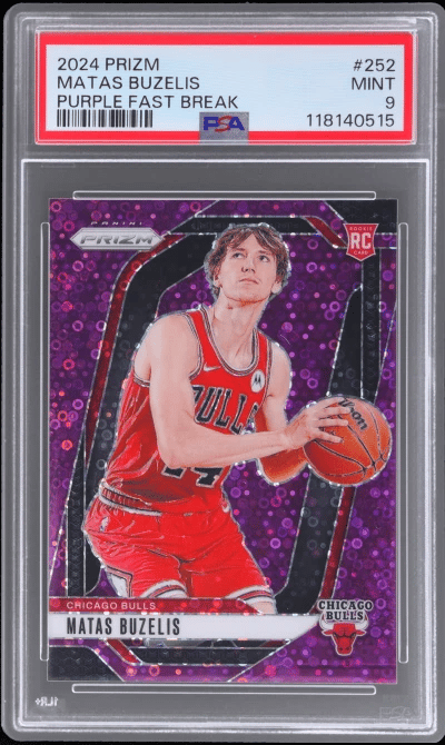 2024 Panini Prizm Fast Break Purple Prizm Matas Buzelis #252 41/75 PSA 9