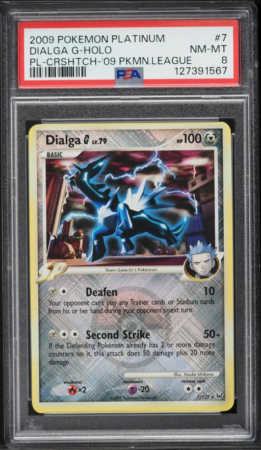 2009 Pokemon Platinum Cross Hatch Holo Dialga G #7 PSA 8 NM-MT