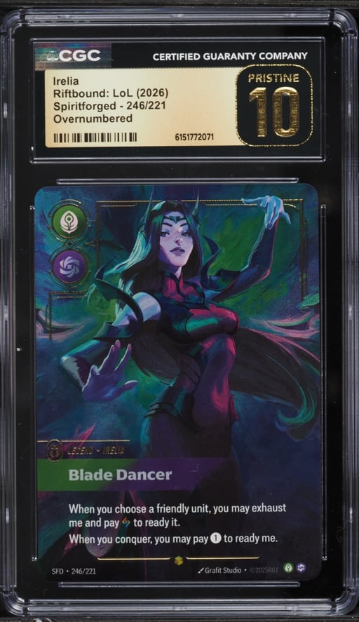 2026 Riftbound: League Of Legends Spiritforged Overnumbered Irelia #246 CGC 10 PRISTINE