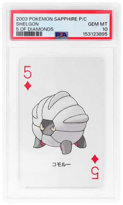 2003 Pokemon Sapphire Version Playing Cards 5 of Diamonds Shelgon PSA 10