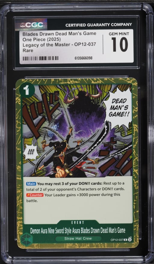 2025 One Piece Japanese Legacy Of The Master Blades Drawn Dead Man's Game #OP12-037 CGC 10 GEM MINT