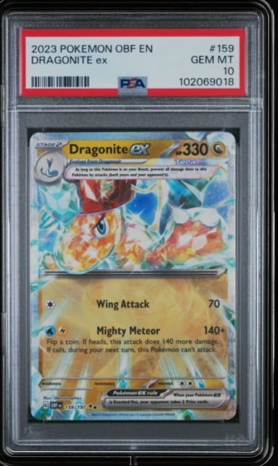 2023 POKEMON OBF EN-OBSIDIAN FLAMES #159 DRAGONITE EX PSA 10