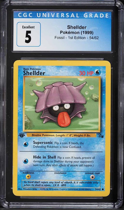 1999 Pokemon Fossil 1st Edition Shellder #54 CGC 5 EX