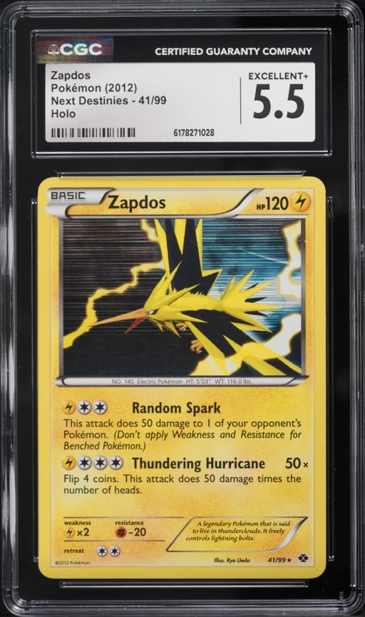 2012 Pokemon Black & White Next Destinies Holo Zapdos #41 CGC 5.5 EX+