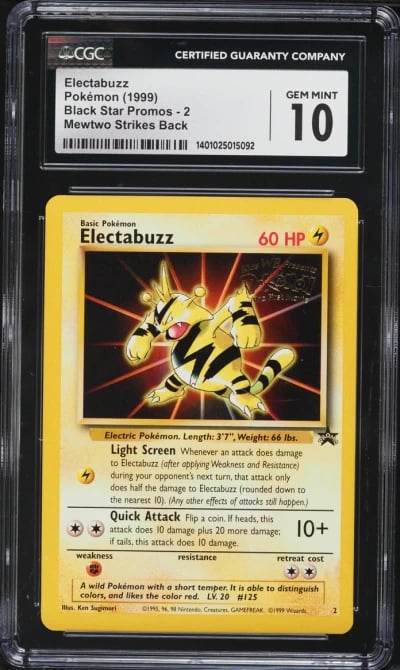 1999 Pokemon Promo Mewtwo Strikes Back Electabuzz #2 CGC 10 GEM MINT