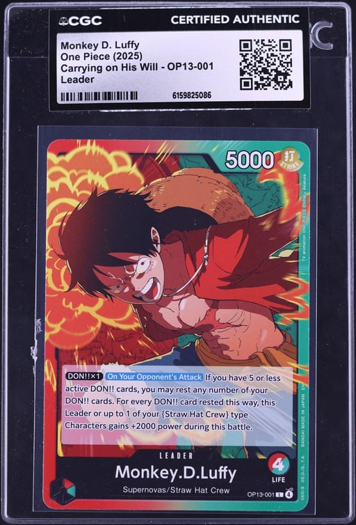 2025 One Piece Carrying On His Will Leader Monkey D. Luffy #OP13-001 CGC AUTH