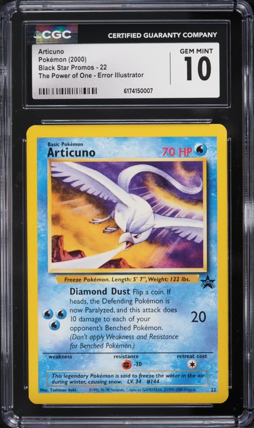 2000 Pokemon Black Star Promo The Power Of One Error Articuno #22 CGC 10 GEM MINT