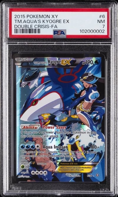 2015 POKEMON XY DOUBLE CRISIS #6 FULL ART/TEAM AQUA'S KYOGRE EX PSA 7
