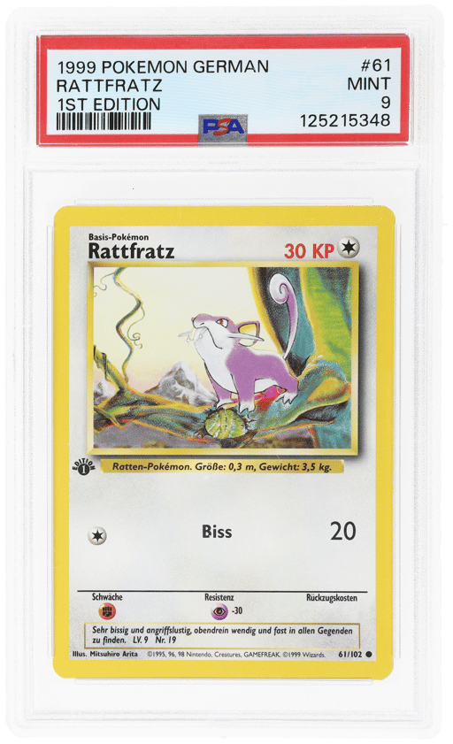 1999 Pokemon Base Set German 1st Edition Rattata #61 PSA 9