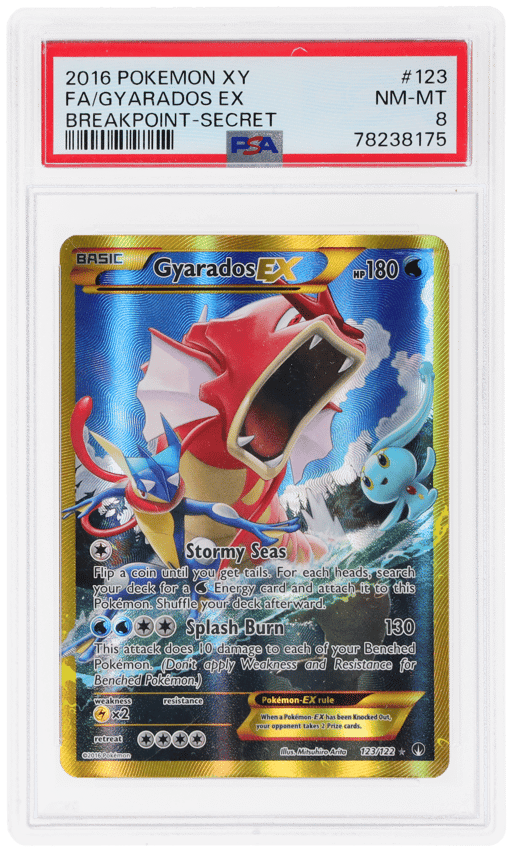 2016 Pokemon XY Breakpoint Secret Rare Gyarados Ex #123 PSA 8
