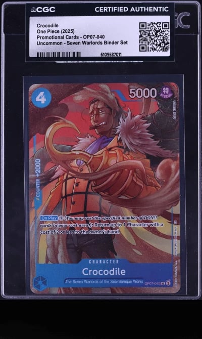 2025 One Piece Seven Warlords Binder Set Alt Art Crocodile #OP07-040 CGC AUTH