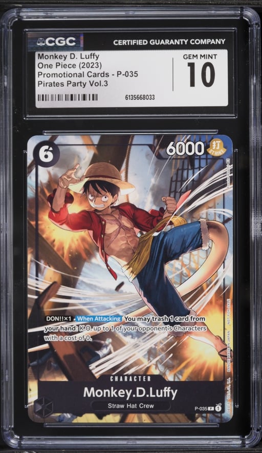 2023 One Piece Promo Pirates Party Volume 3 Monkey D. Luffy #P-035 CGC 10 GEM MINT