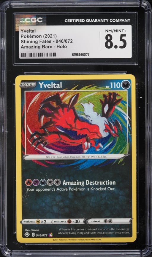 2021 Pokemon Sword & Shield Shining Fates Amazing Rare Yveltal #46 CGC 8.5 NM-MT+
