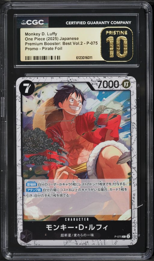 2025 One Piece Premium Booster: Best Vol.2 Pirate Foil Monkey D. Luffy #P-075 CGC 10 PRISTINE