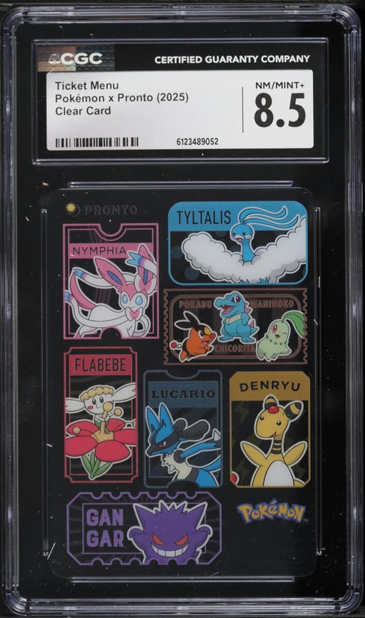2025 Pokemon x Pronto Clear Card Ticket Menu CGC 8.5 NM-MT+
