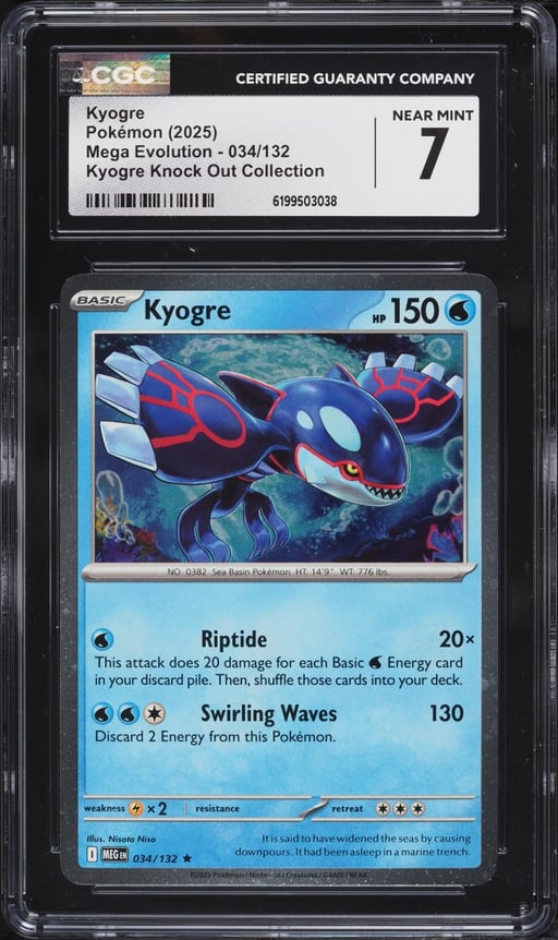 2025 Pokemon Mega Evolution Knock Out Collection Kyogre #34 CGC 7 NRMT