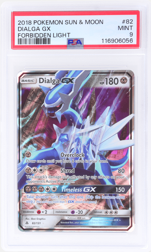2018 Pokemon Sun and Moon Forbidden Light Dialga Gx #82 PSA 9