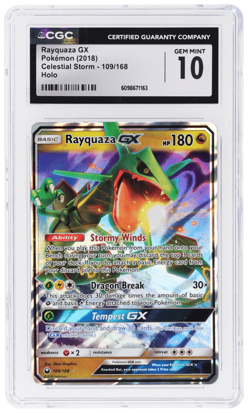 2018 Celestial Storm English Rayquaza Gx #109 CGC 10