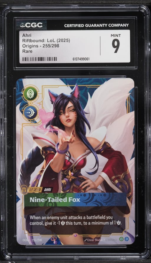 2025 Riftbound League Of Legends LoL Origins Ahri #255 CGC 9 MINT