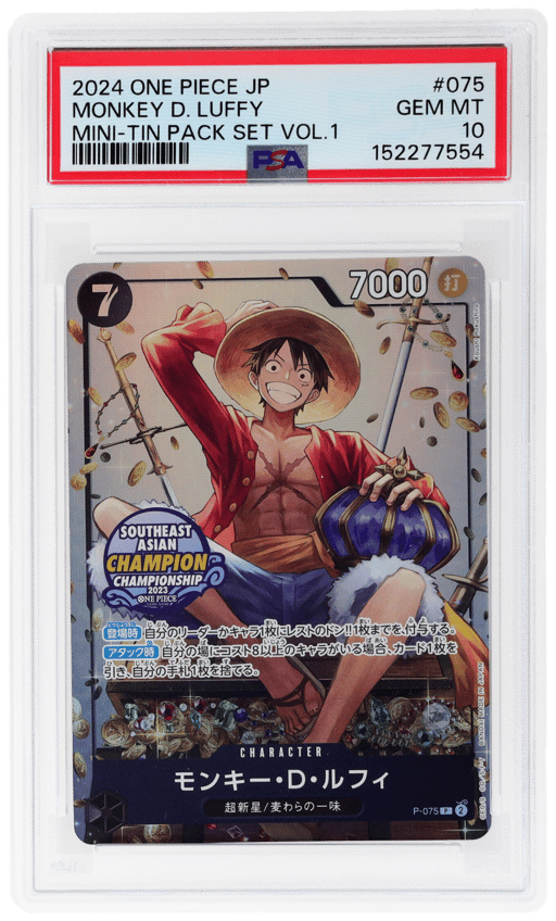 2024 One Piece Mini Tin Pack Set Volume 1 Japanese Monkey D. Luffy #075 PSA 10