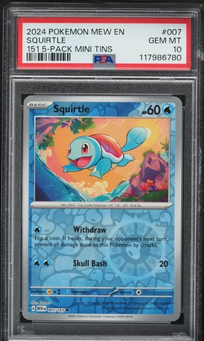 2024 Pokemon Mew En-151 5 Pack Mini Tin Squirtle #007 PSA 10 GEM MINT