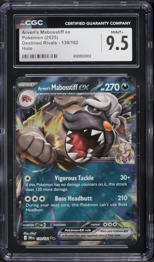 2025 Pokemon Scarlet & Violet Destined Rivals Holo Arven's Mabosstiff ex #139 CGC 9.5 MINT+