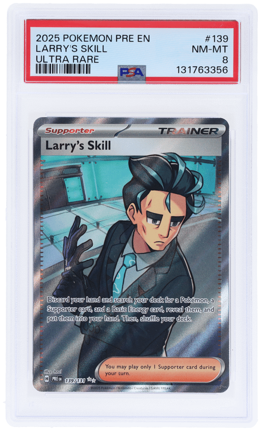 2025 Prismatic Evolutions Ultra Rare Larry's Skill #139 PSA 8