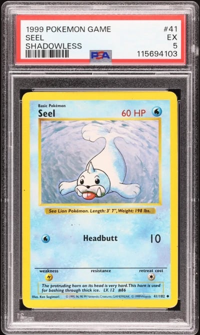 1999 Pokemon Base Set Shadowless Seel #41 PSA 5 EX