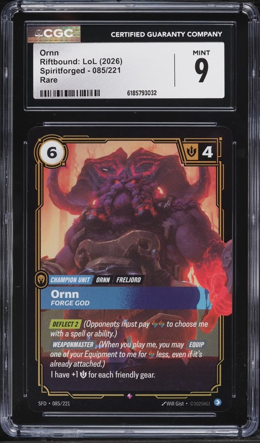2026 Riftbound League Of Legends LoL Spiritforged Ornn #85 CGC 9 MINT