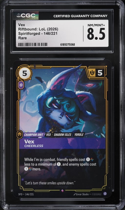 2026 Riftbound League Of Legends Spiritforged Vex #146 CGC 8.5 NM-MT+