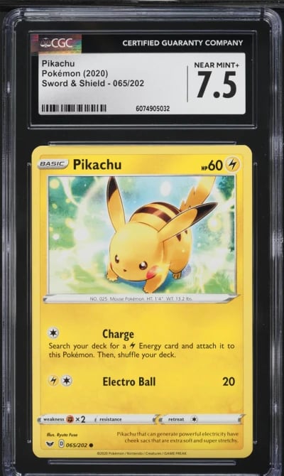 2020 Pokemon Sword & Shield Pikachu #65 CGC 7.5 NRMT+