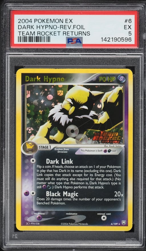 2004 Pokemon EX Team Rocket Returns Reverse Holo Dark Hypno #6 PSA 5 EX